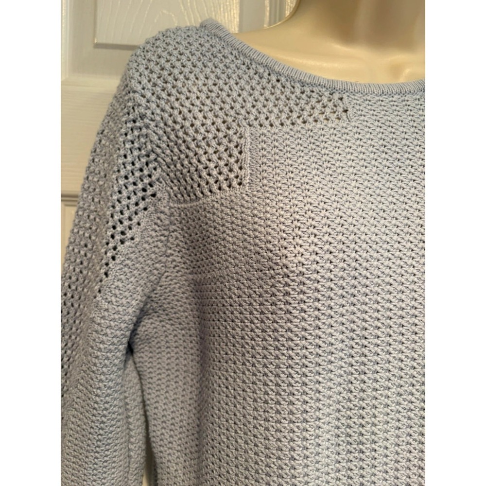 Pendleton Light Blue Cotton Knit Sweater Textured Minimalist Pullover L